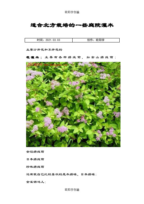 适合北方栽培的一些庭院灌木之欧阳学创编