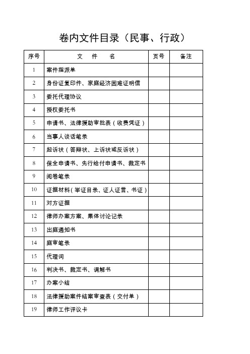 律师事务所卷宗目录