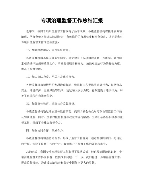 专项治理监督工作总结汇报