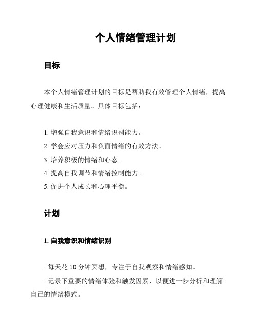 个人情绪管理计划