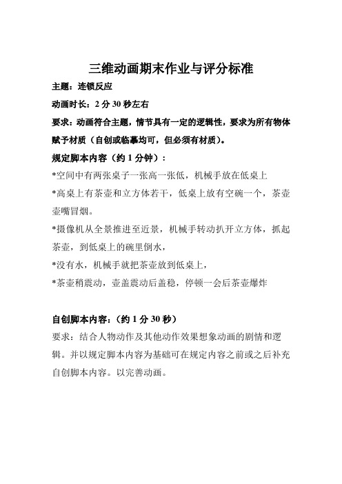 三维动画作业要求与评分标准