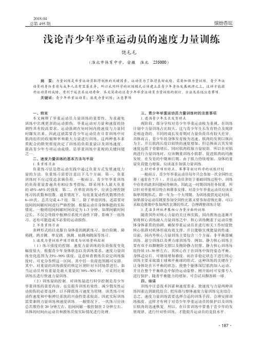 浅论青少年举重运动员的速度力量训练