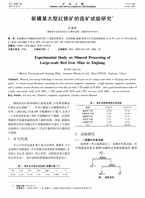 新疆某大型红铁矿的选矿试验研究