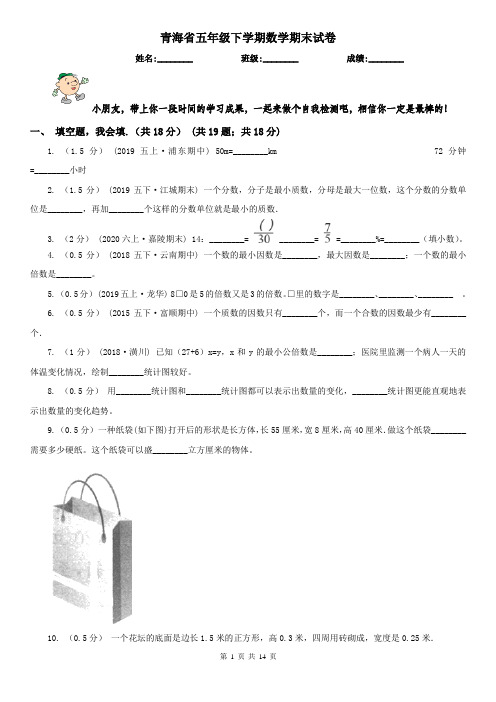 青海省五年级下学期数学期末试卷(练习)
