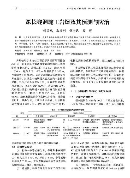 深长隧洞施工岩爆及其预测与防治