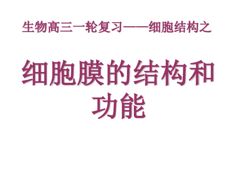 《细胞膜一轮复习》PPT课件