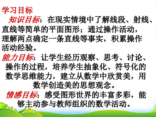 北师大七年级数学上册《线段、射线、直线》课件(共19张PPT)