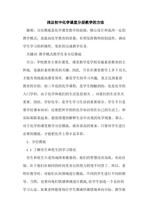 初中化学课堂分层教学方法论文