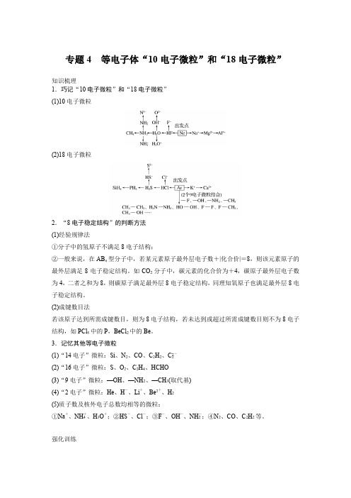 专题4 等电子体“10电子微粒”和“18电子微粒”