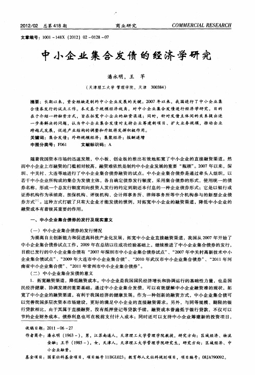 中小企业集合发债的经济学研究