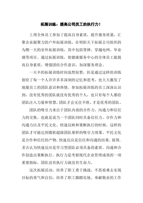 拓展心得体会——拓展训练：提高公司员工的执行力!