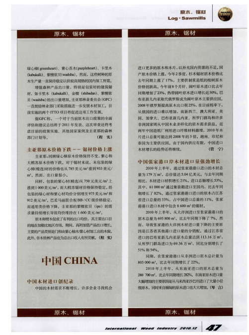 中国张家港口岸木材进口量强劲增长