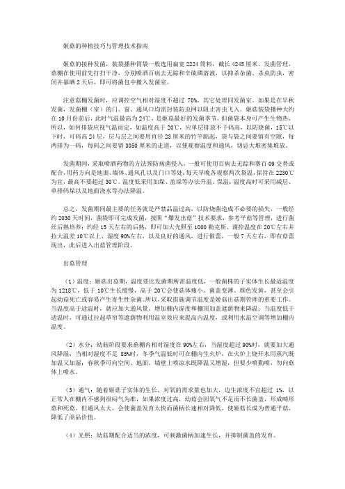 姬菇的种植技巧与管理技术指南