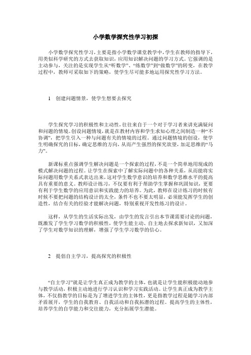 小学数学探究性学习初探