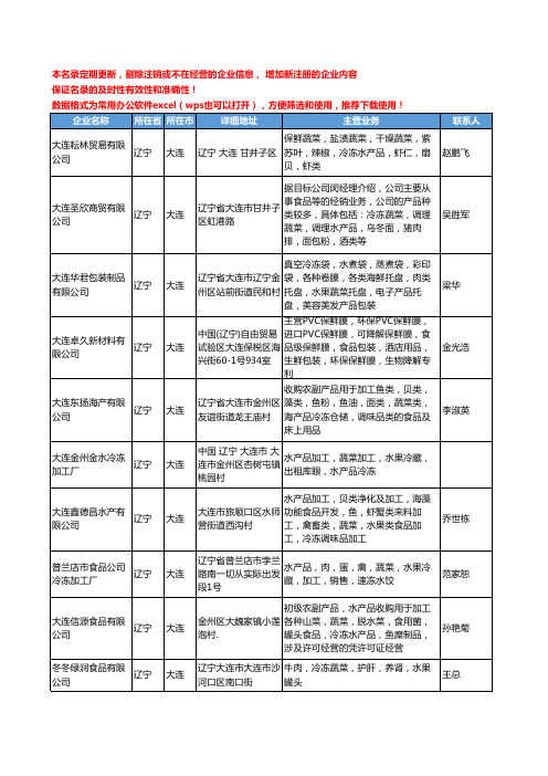 2020新版辽宁省大连冷冻蔬菜工商企业公司名录名单黄页大全20家