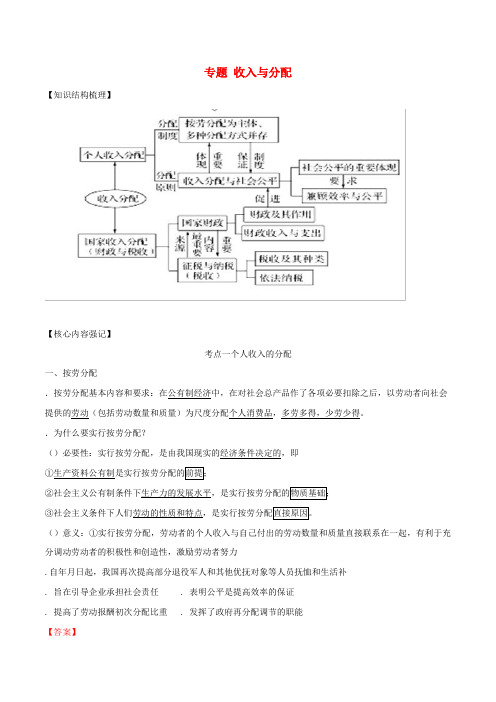 2019高考政治二轮复习核心考点特色突破专题03收入与分配含解析