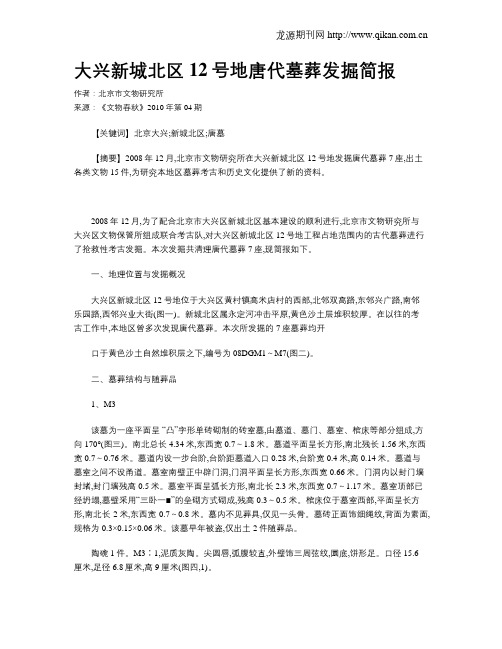 大兴新城北区12号地唐代墓葬发掘简报