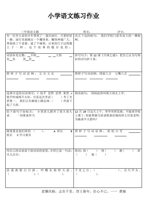 小学语文课堂延伸练习 (1)