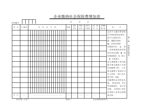 企业缴纳社会保险费增加表