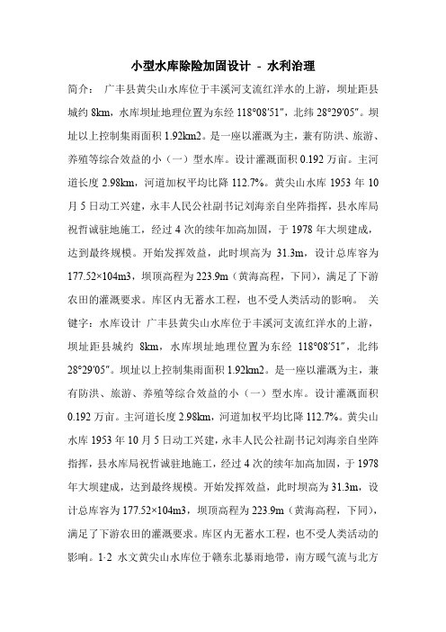 小型水库除险加固设计
