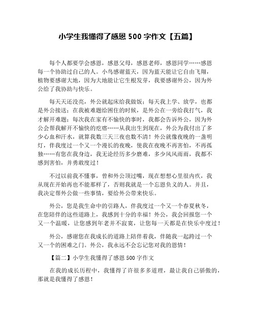 小学生我懂得了感恩500字作文【五篇】