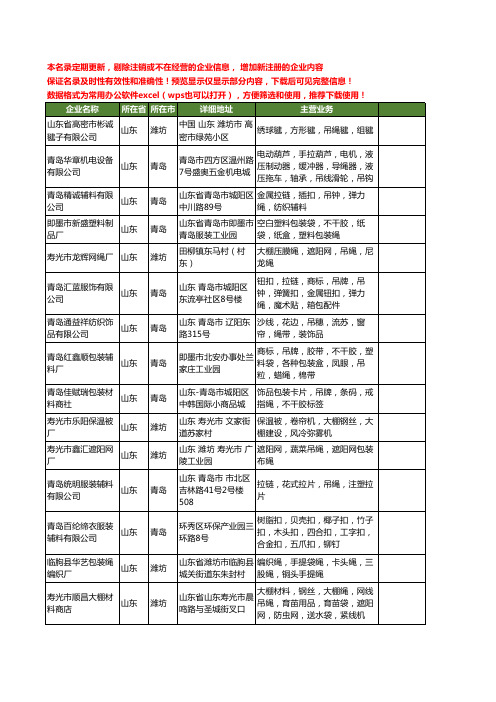 新版山东省吊绳工商企业公司商家名录名单联系方式大全31家