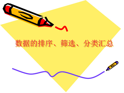 EXCEL数据排序筛选汇总