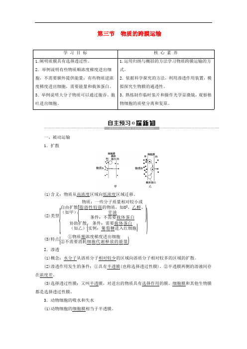 2019-2020学年高中生物第3章第3节物质的跨膜运输教案苏教版必修1