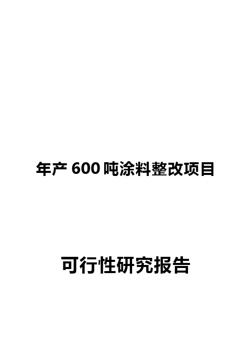 年产600吨防腐涂料整改项目可行性研究报告