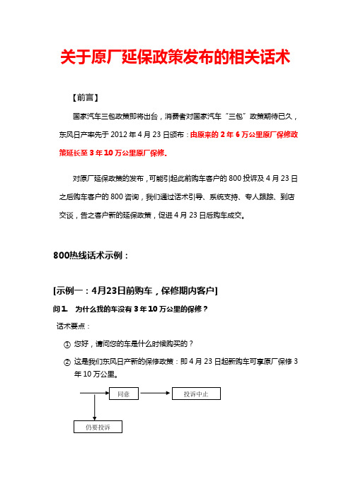 关于原厂延保政策发布的相关话术