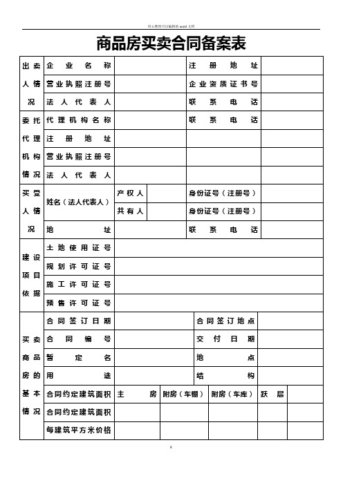 商品房买卖合同备案表