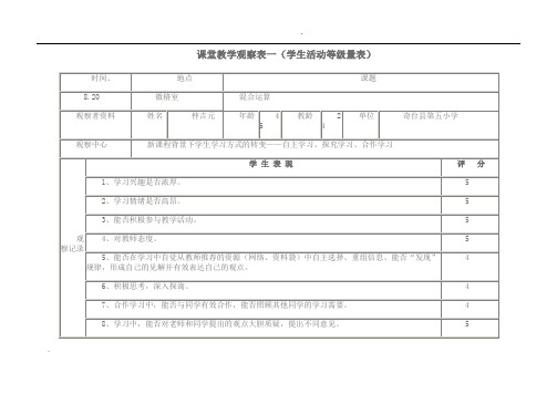 小学数学课堂观察量表
