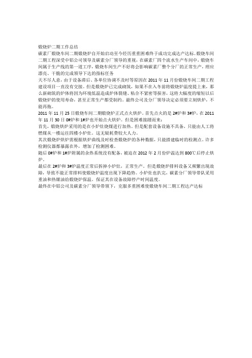 煅烧炉二期工作总结