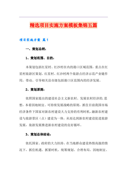 精选项目实施方案模板集锦五篇