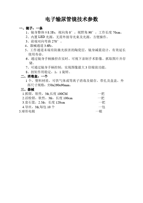 电子输尿管镜技术参数