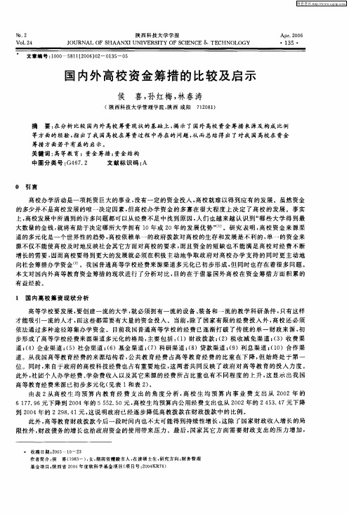 国内外高校资金筹措的比较及启示