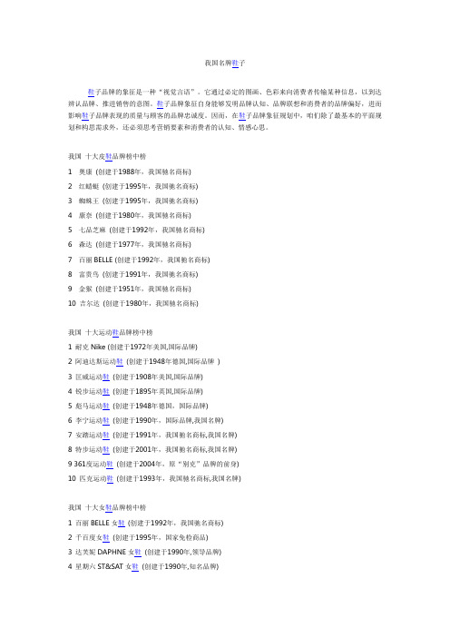 史上最全的鞋子品牌大全合集