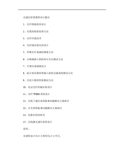 光通信原理课程设计题目解析