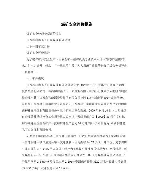 煤矿安全评价报告