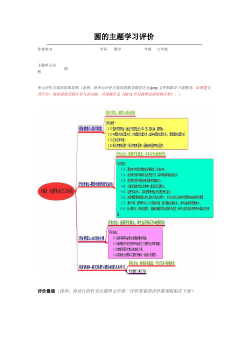 初中数学《圆》单元评价思维导图以及评价量规