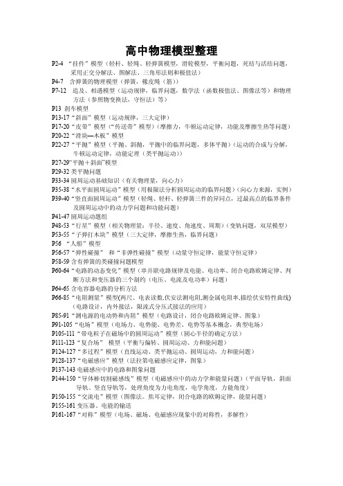 届高考一轮复习 高中物理模型 
