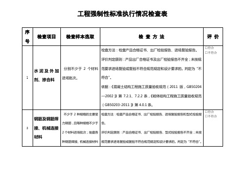 强制性标准执行情况检查表