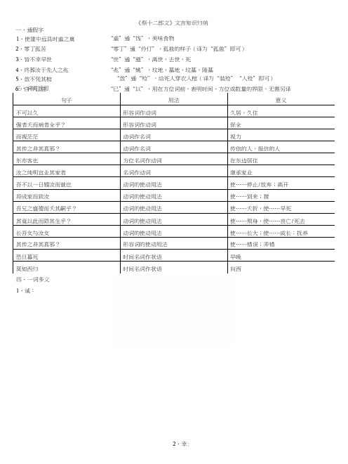 《祭十二郎文》课内语法知识点及练习.docx