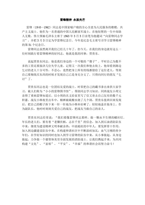 雷锋精神 永放光芒