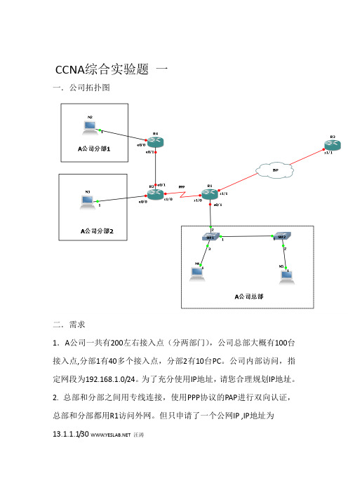 CCNA综合实验题