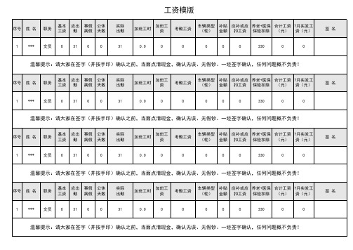 工资表模版(通用版)