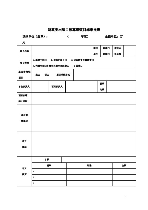 财政支出项目预算绩效目标申报表【模板】