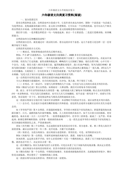 【人教版】六年级语文小升初期末总复习(阅读)  最新