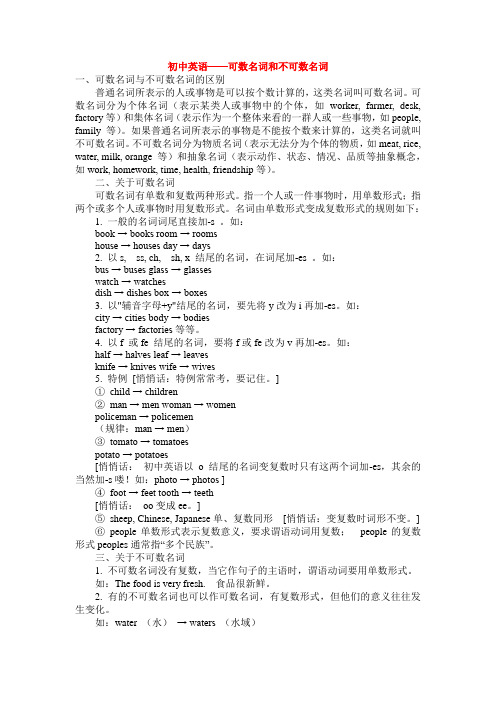 初中英语——可数名词和不可数名词