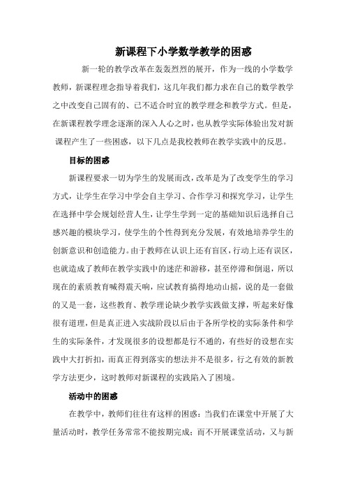 新课程下小学数学教学的困惑